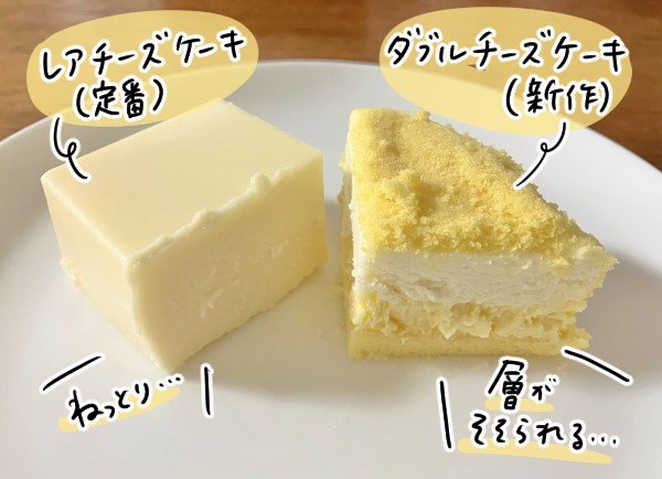 ダブルチーズケーキの断面