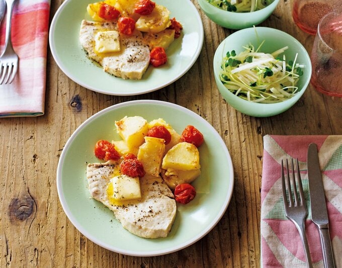 カジキとジャガイモの塩蒸し