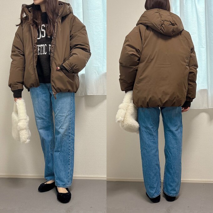 GU ウォームパデットパーカ　デニムコーデ