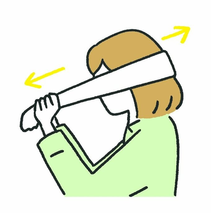斜め下に引っぱる