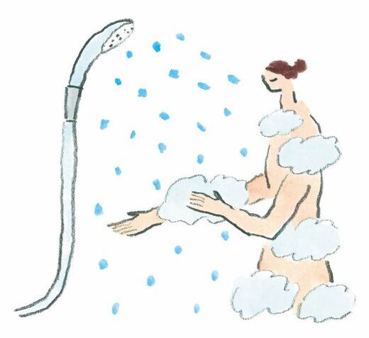 体を洗うイラスト