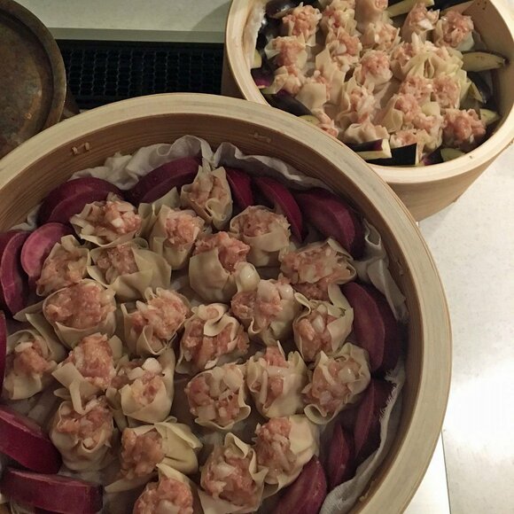 セイロを使って、シューマイをつくってみました