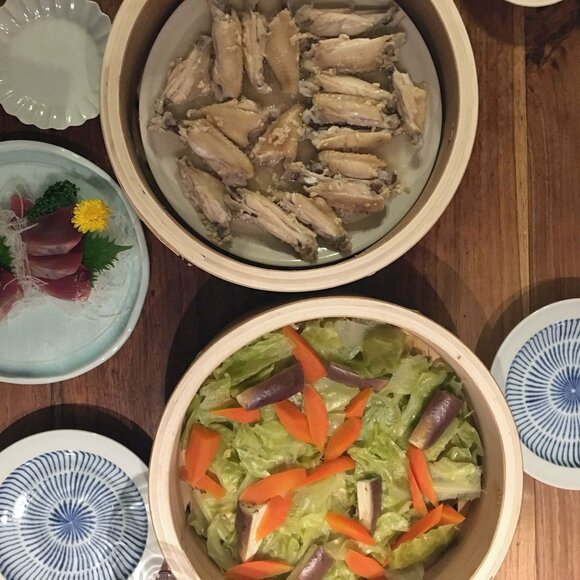 野菜にはポン酢をかけてさっぱりといただくのが、わが家流。