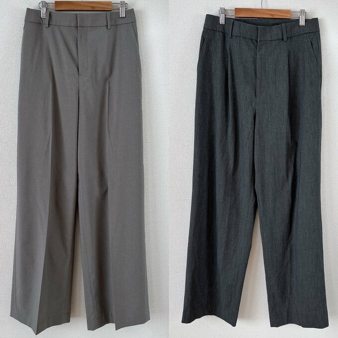 左が「感動ワイドパンツ」、右が「タックワイドパンツ」