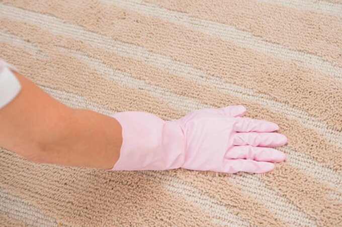 髪やペットの毛はゴム手袋でからめ取る