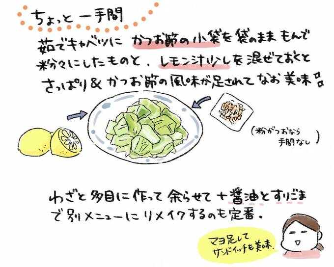 豚と春キャベツのつけうどんのちょっと一手間