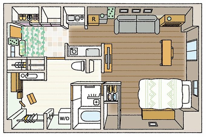 ホテルのジュニアスイートをイメージした間取り