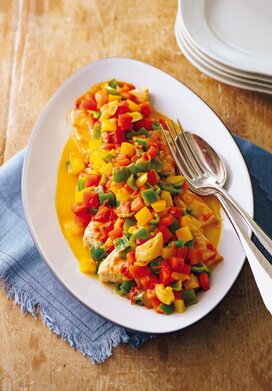 カジキのトマト煮。見た目も華やかで免疫力アップ効果も