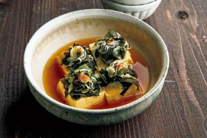 豆腐とワカメのポン酢蒸し