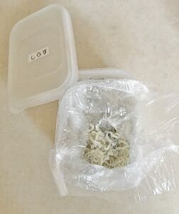 金属製のトレーの上で平らにして冷凍庫に