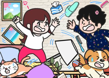 夫婦げんかに犬もびっくり？5つ見つけたらエラい＜間違い探し＞