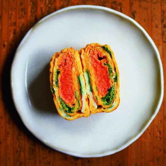 青ジソとタラコの卵焼き