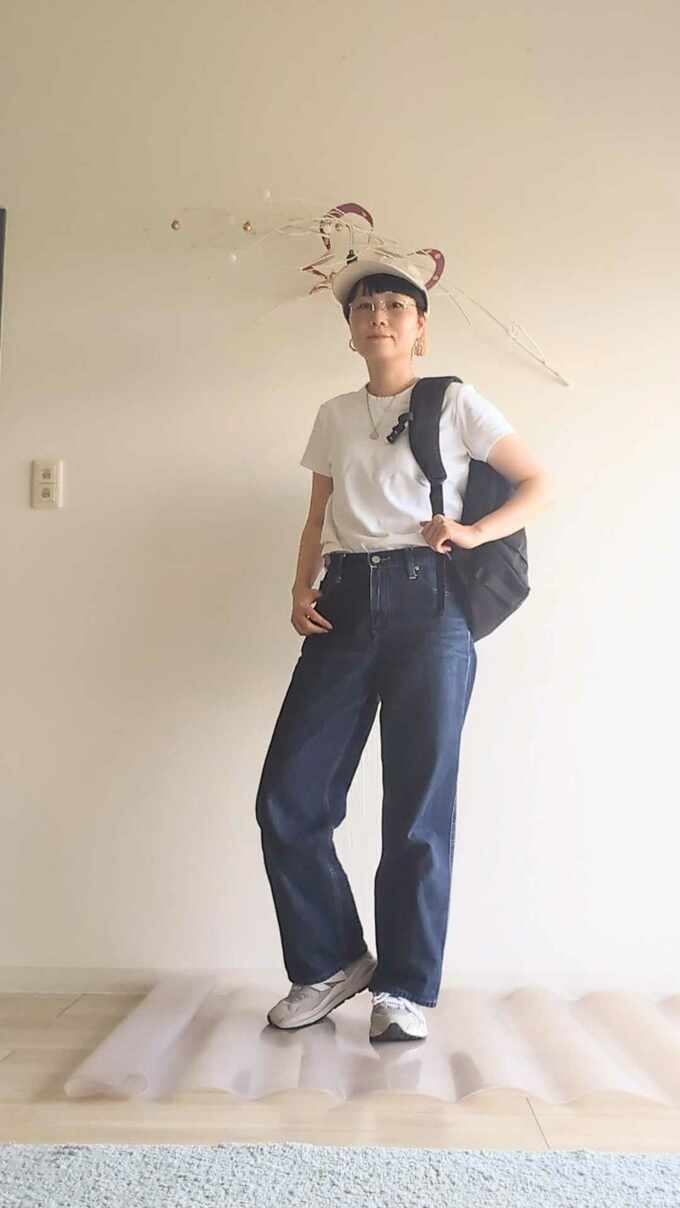 キャップ×デニムコーデ