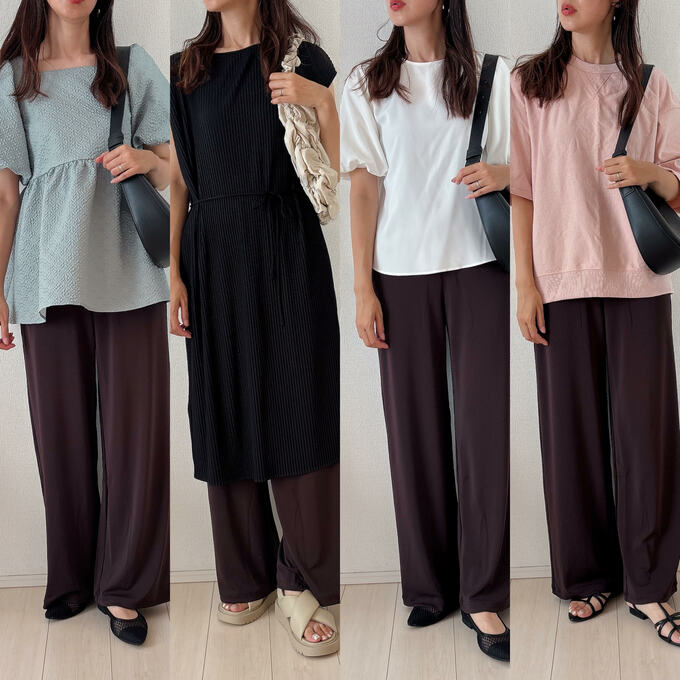 クレープジャージーストレートパンツのコーデまとめ