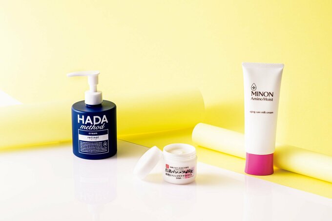 HADA　method　レチノペアクリーム／サナ　なめらか本舗　薬用リンクルナイトクリーム　ホワイト〈医薬部外品〉／ミノン　アミノモイスト　エイジングケア　ミルククリーム