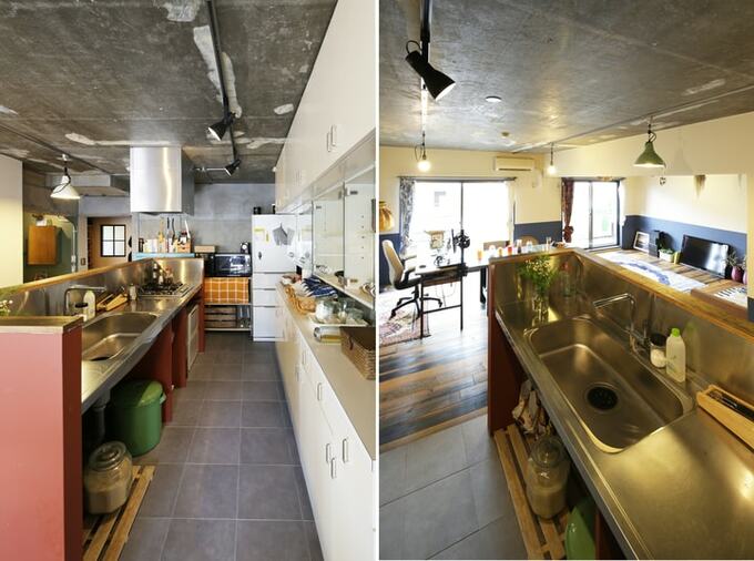 ラフなステンレスキッチン