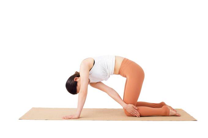 すねまで手のひらを伸ばす画像