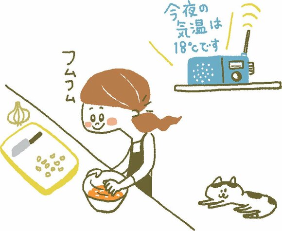 ラジオを聞きながら料理
