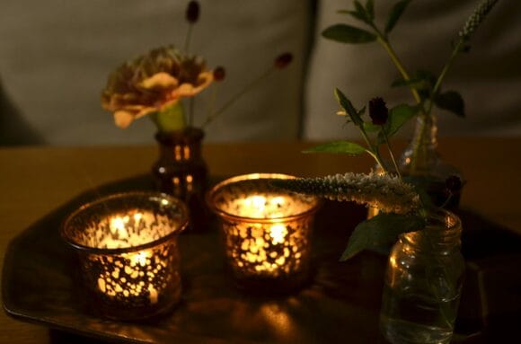 キャンドルと合わせてディナータイムに