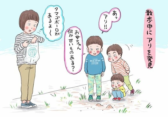 散歩中にアリを発見