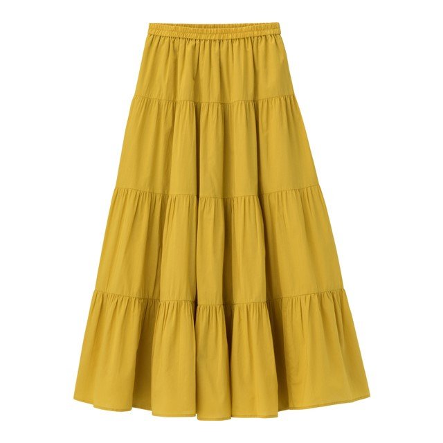 ティアード(層や段になっていること)フレアロングスカート