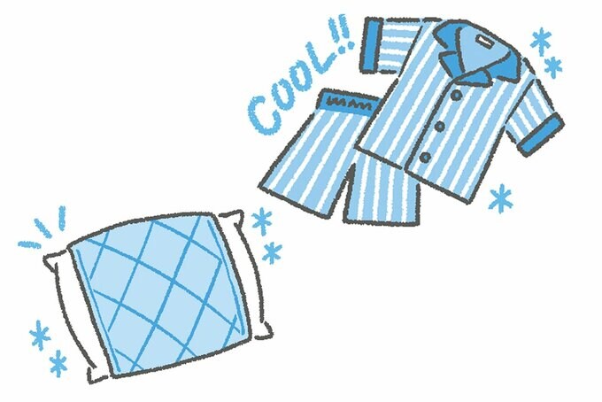 涼しい枕とパジャマのイラスト