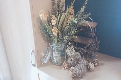 コットンボールでかわいい冬インテリア。100均の材料だけでOK