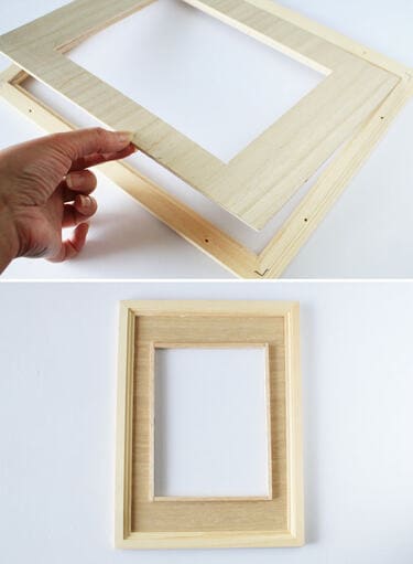 合板をフレームにはめ込んで接着