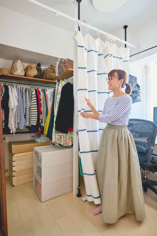 5畳の部屋につっぱり棒カーテンを使ったら、クローゼットが誕生