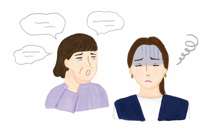 親の愚痴に悩む女性イラスト