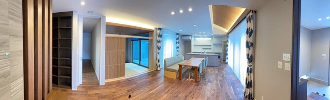 平屋リビングの全体像