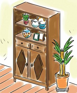 視線の上は見せる収納に！圧迫感を大幅に軽減