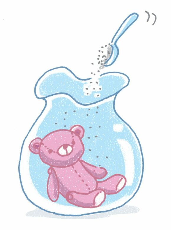 ぬいぐるみは重曹と一緒にビニール袋に入れてよく振る