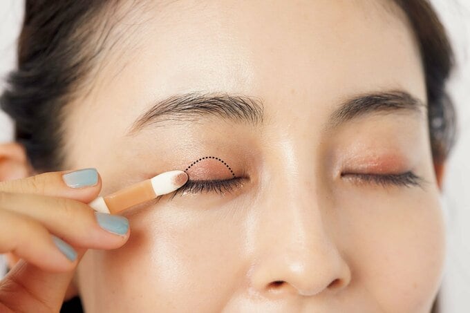 上まぶたの中央にのせる