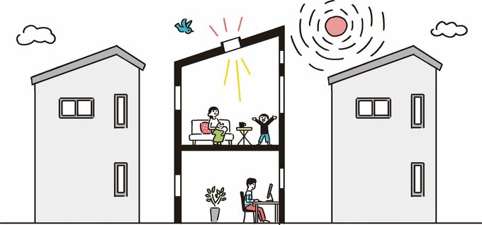 住宅密集地でも開放感のある家