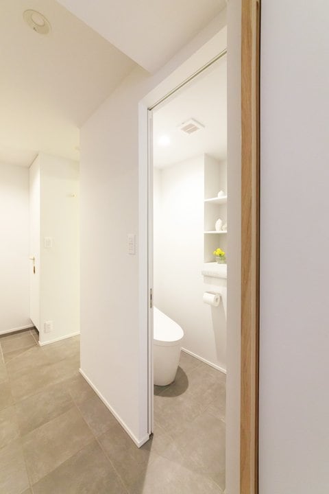 引き戸を取り入れたトイレ