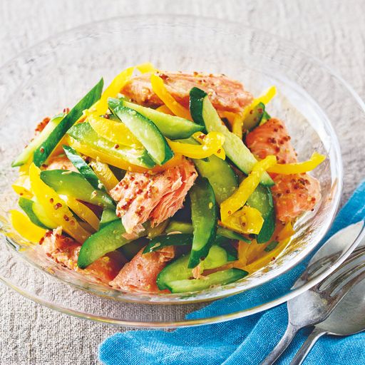 鮭とキュウリのハニーマスタードマリネ