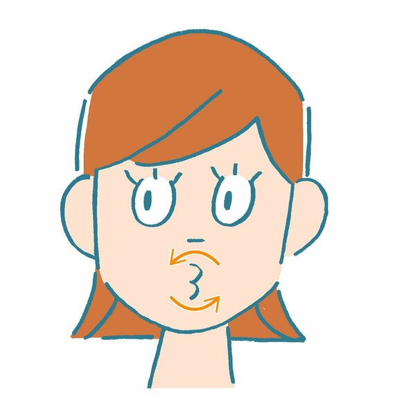 イラストくちとがらせる右