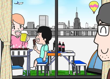 手軽にベランダでキャンプ。何かが違う？5つ見つけたらエラい間違い探し