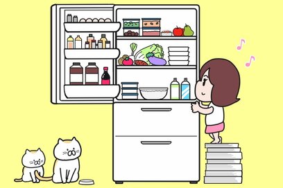 冷蔵庫をあける女の子の絵だけど…6つ見つけられたらエラい「間違い探し」