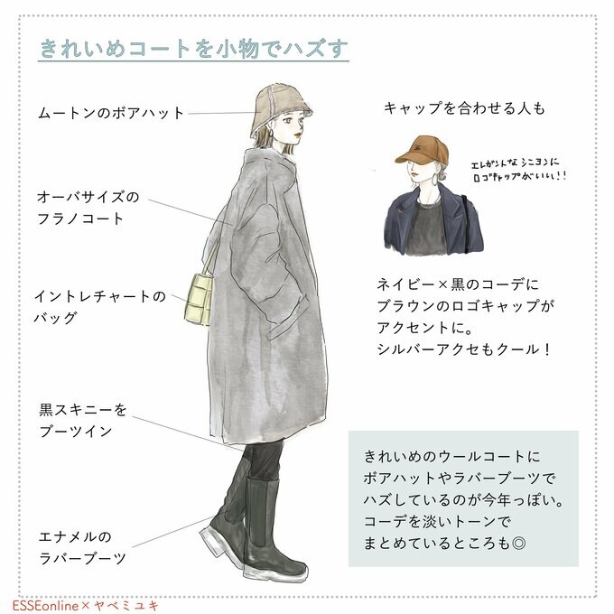 きれいめコートを小物でハズす