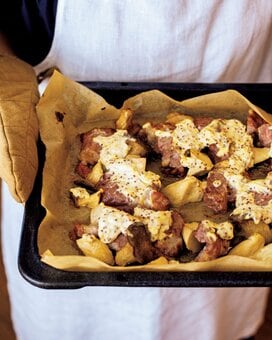 エリンギと豚肉のマスタードチーズ焼き。オーブンで焼くだけ