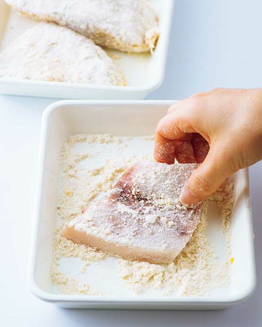 カジキフライの調理過程