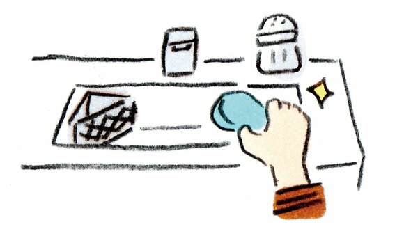 スポンジにつけてシンクを磨くとピカピカに