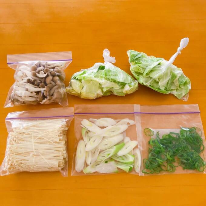 冷凍用に小分けにした様子