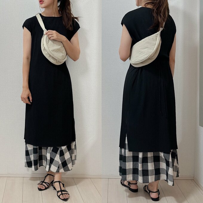 プリーツワンピースコーデ