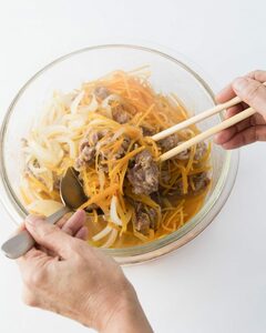 蒸らしたあとはよく混ぜ合わせる