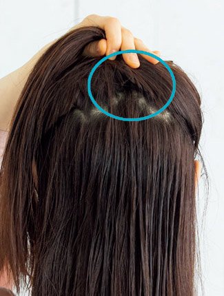 後頭部のシャンプー置く場所印