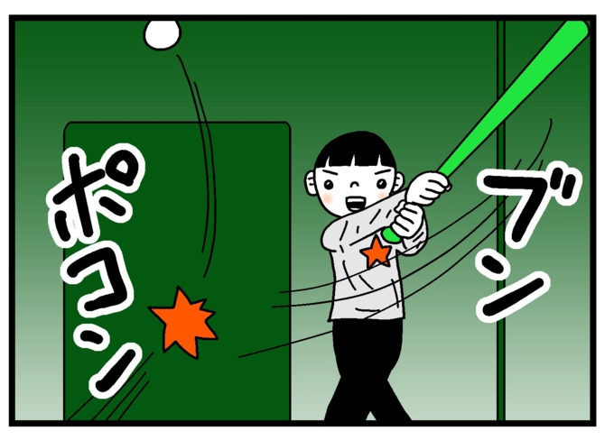 イラスト：60kmのボールを打つうーちゃん