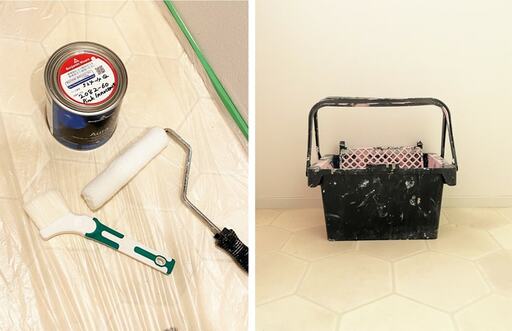 養生が終わったら刷毛とローラーで塗る